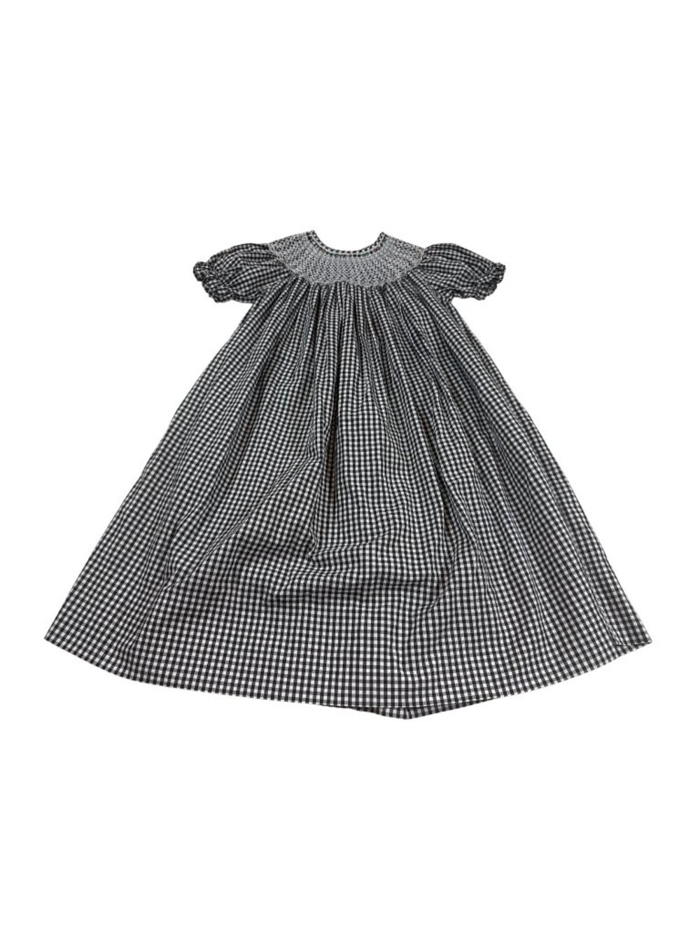 Rosalina Smocked Gingham Girls Dress Black White 5T Embroidered (886)